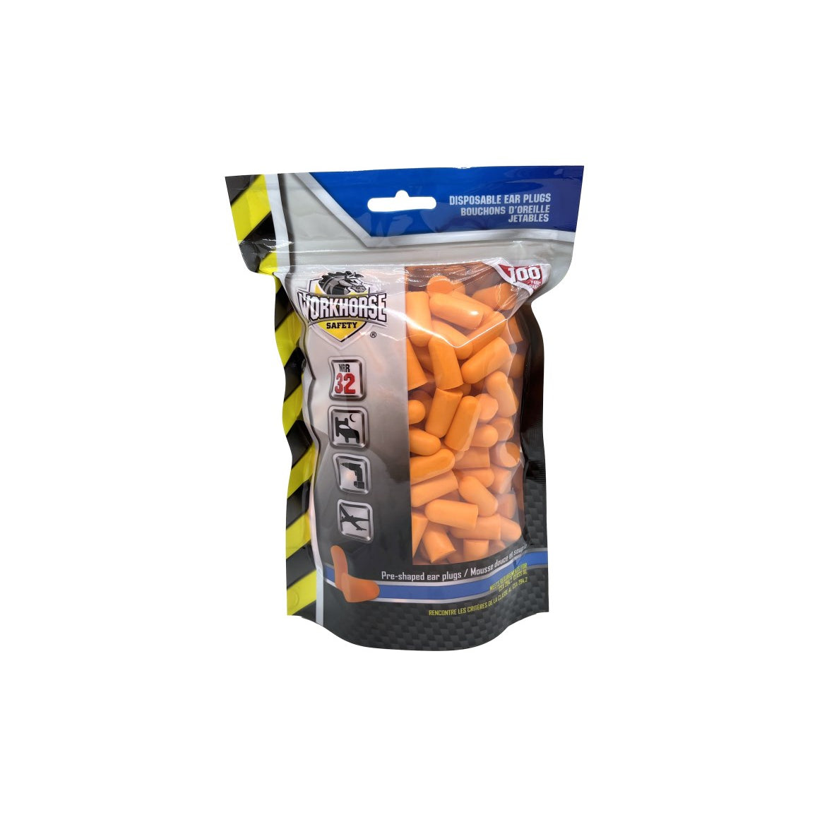 Workhorse® Disposable Earplugs, 100 Pack