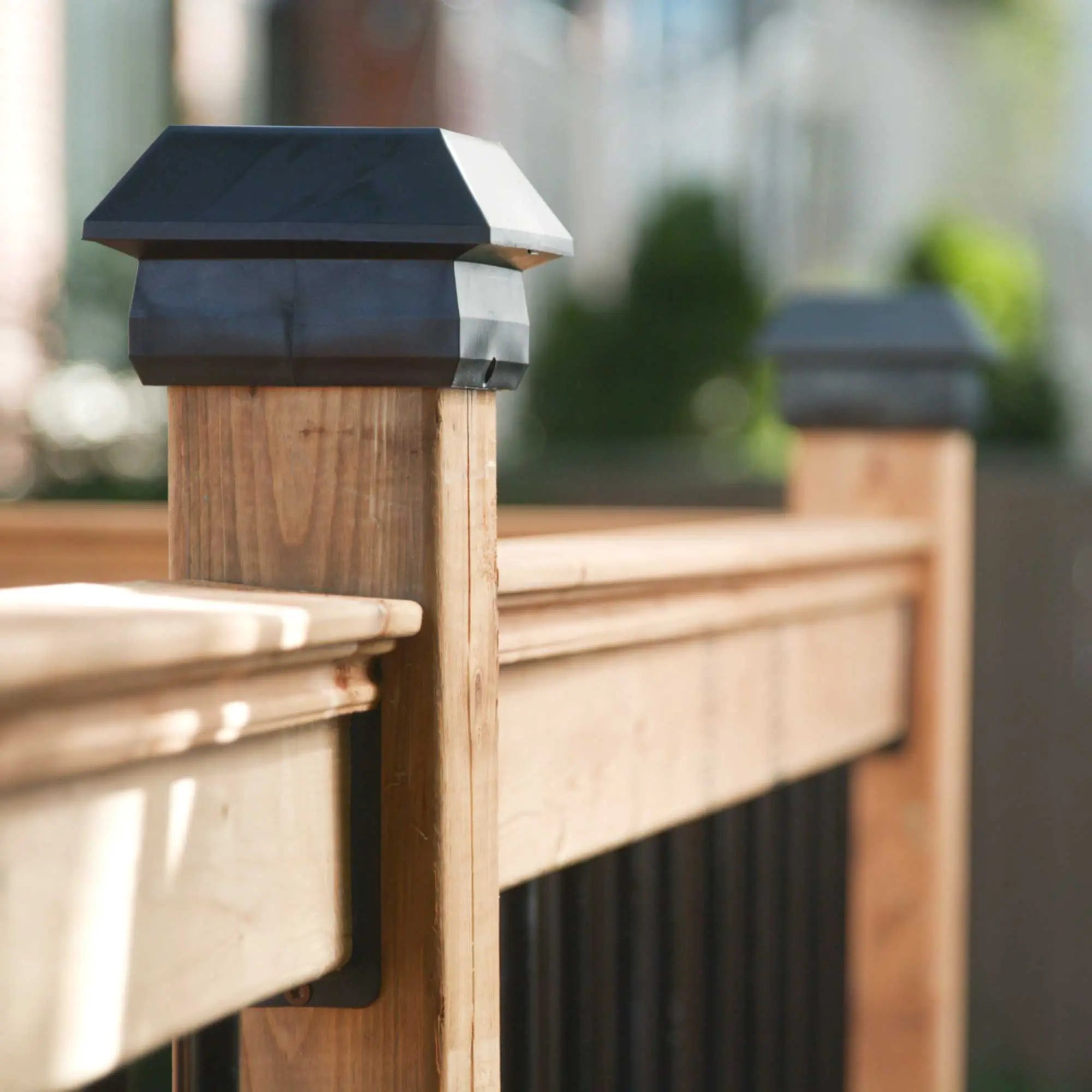 4″x4″ Plastic Pyramid Post Cap, Black Nuvo Iron Pressure Treated Accessories