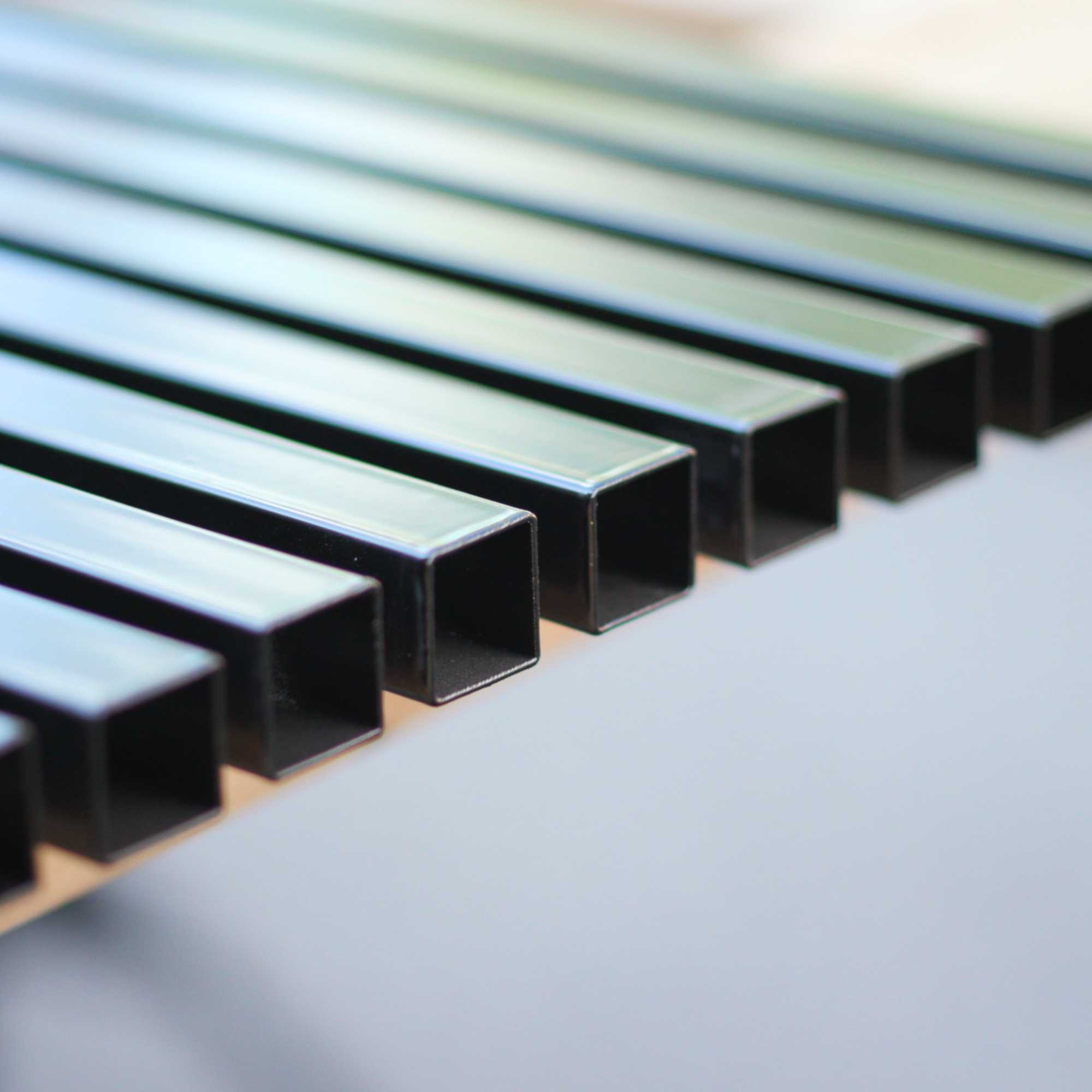 3/4"x32" Square Galvanized Steel Balusters, Black (10 Pack)