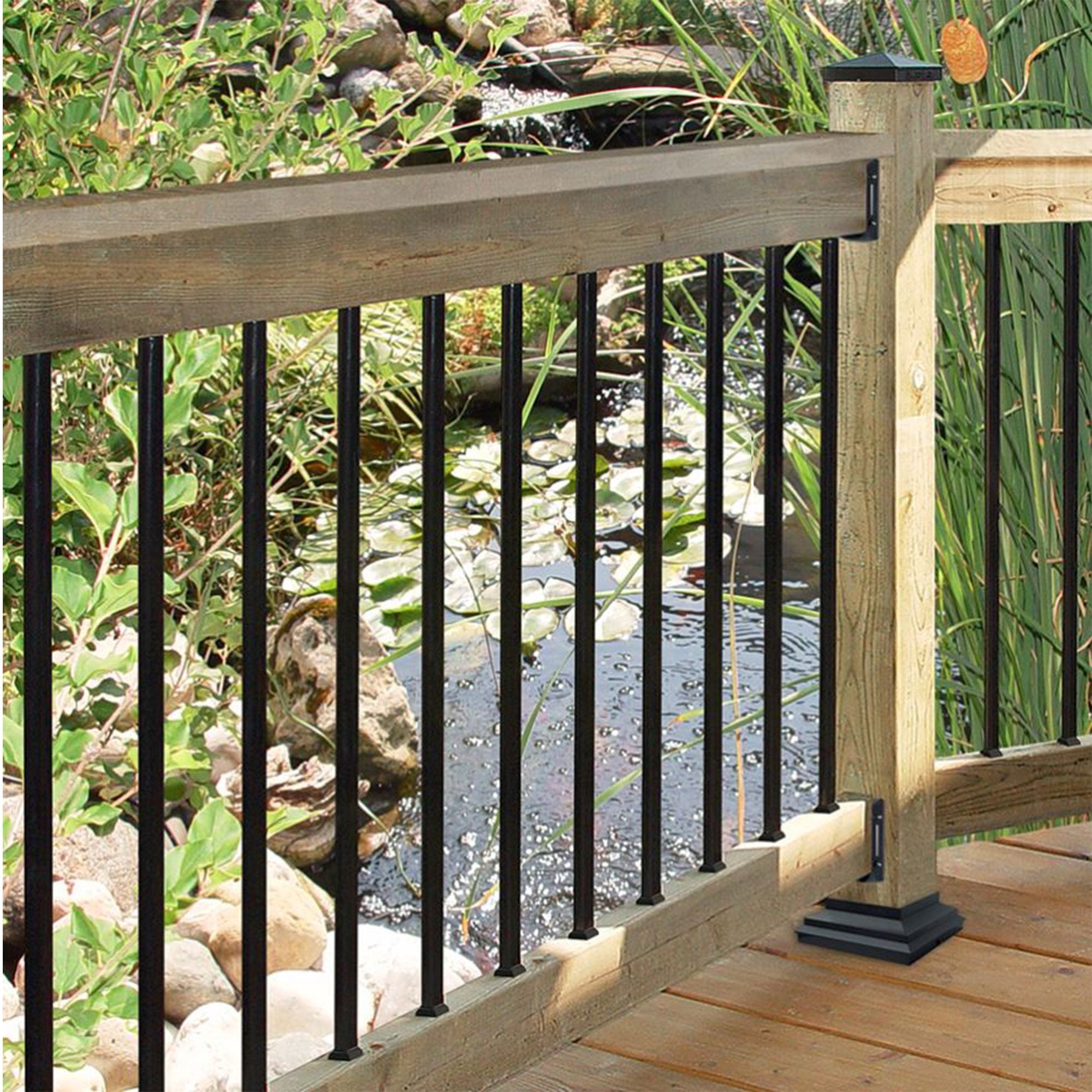 3/4"x32" Square Galvanized Steel Balusters, Black (10 Pack)