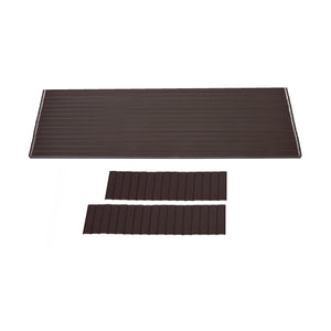 The Regal Rail 6' Straight Pickets, Bronze (FOR 42") by Regal Rail displays narrow pickets in two small sections, finished in yard bronze, resembling stylish aluminum railing systems and set against a white background.