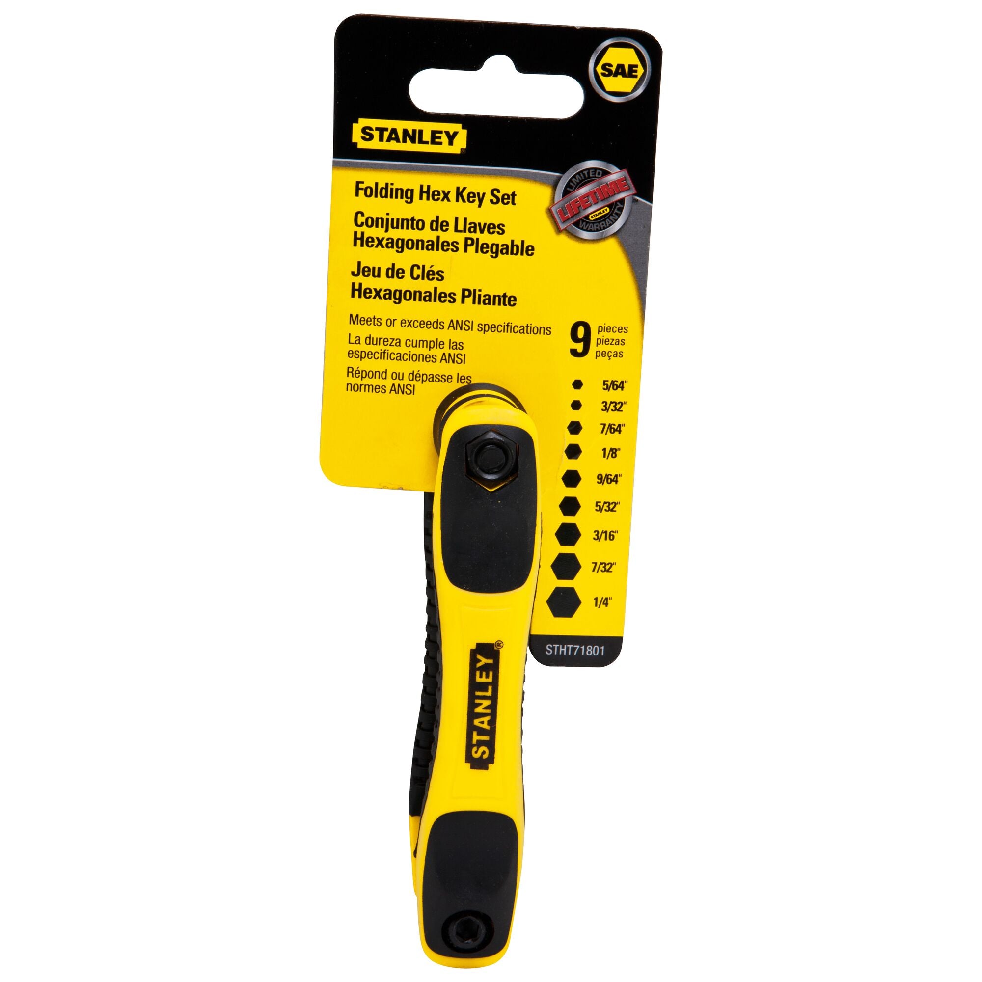 9PC Folding Hex Key Set, SAE