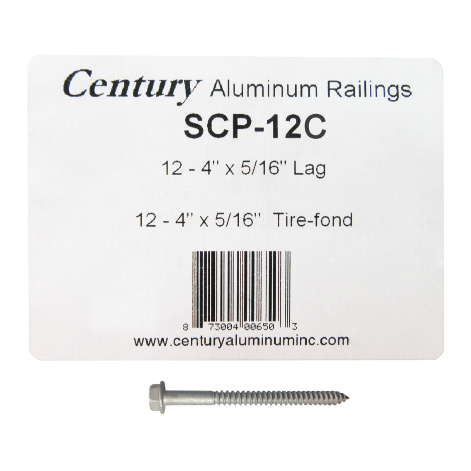 Century, SCP12C - 4" x 5/16" Lags (12/pkg), Coated