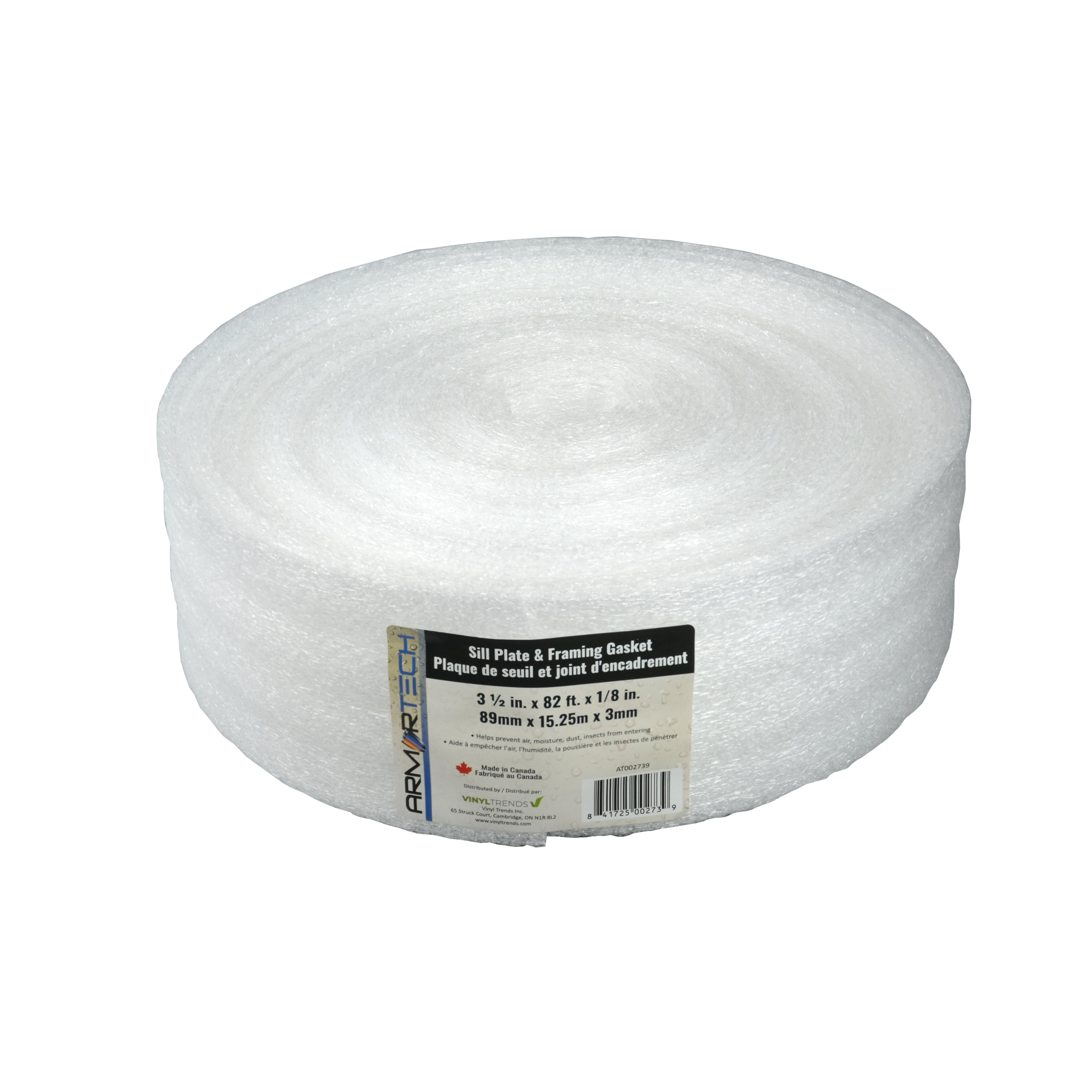 A roll of Armortech 3.5″ x 82′ Sill Plate and Framing Gasket, used for construction to seal gaps, provide a moisture barrier, and improve insulation.