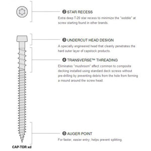 Starborn CAP-TOR #10 Stainless Steel 2-3/4" Screws 100 pcs Sand #64