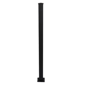 A Regal Rail Urban Stair Post in Textured Black stands upright on a flat base against a white background, highlighting its sleek aluminum design with a 42in finished height.