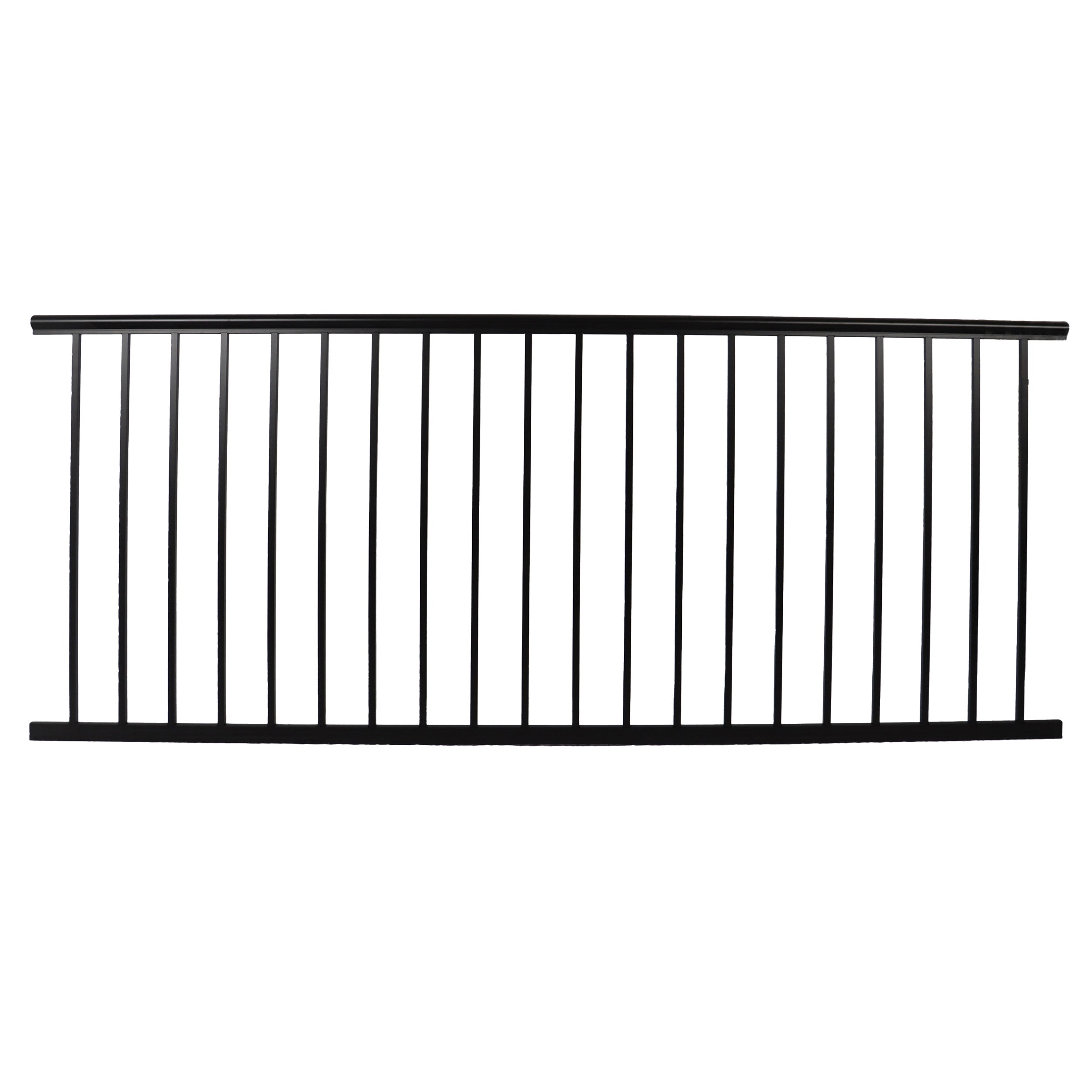 The Regal Rail Urban Rail 6' Top & Bottom Rail in textured black features evenly spaced vertical bars and is shown from the front against a white background.
