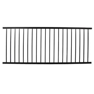 The Regal Rail Urban Rail 6' Top & Bottom Rail in textured black features evenly spaced vertical bars and is shown from the front against a white background.