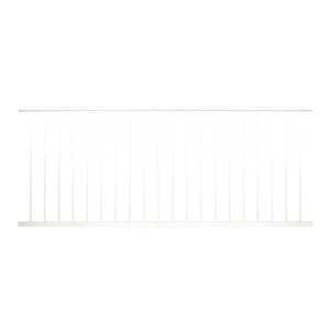 The Regal Rail Urban Rail 8' Rail & Picket Panel in textured white features vertical pickets and a pre-assembled design, ideal for doorways or staircases. Shown against a plain white background.