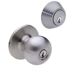 Villa Ball Entry Knob Combo Pack - WR5 Keyway, Satin Stainless Steel