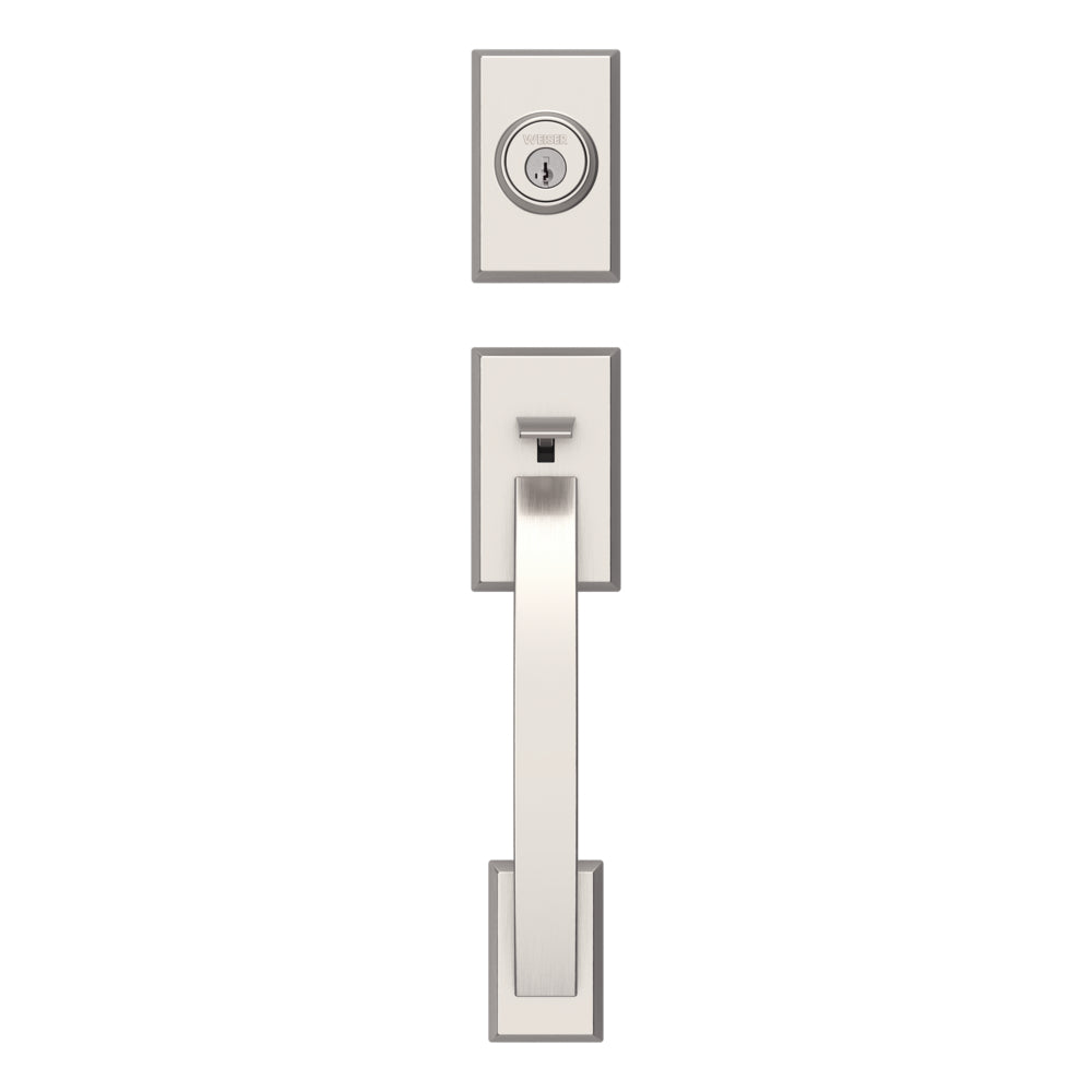 Tavaris Exterior Handleset, Satin NIckel