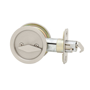 Round Pocket Door Lock - Privacy, Satin Nickel