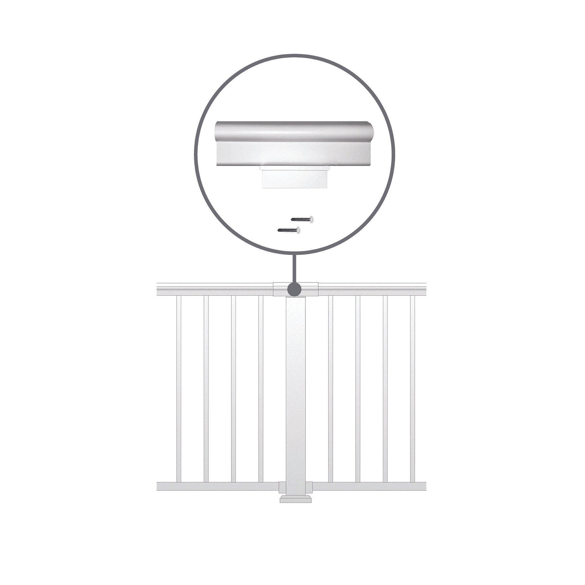 White Aluminum In-Line Post Cap for Smooth Continuous Line Railing
