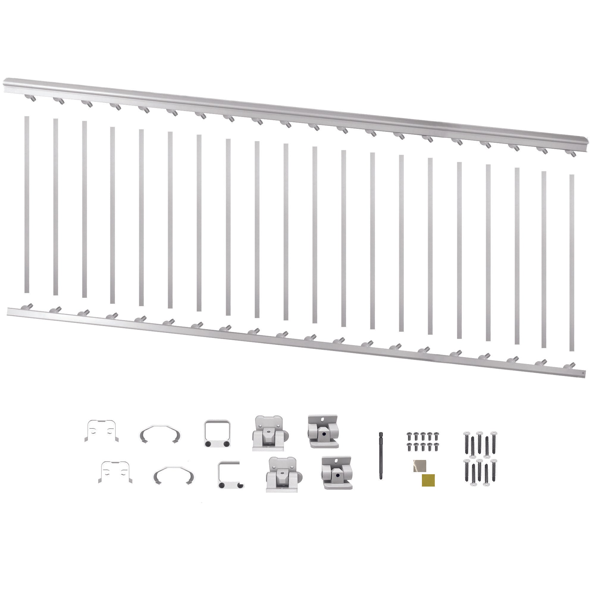 8′ Long x 42″ High White Aluminum Deck Railing Kit