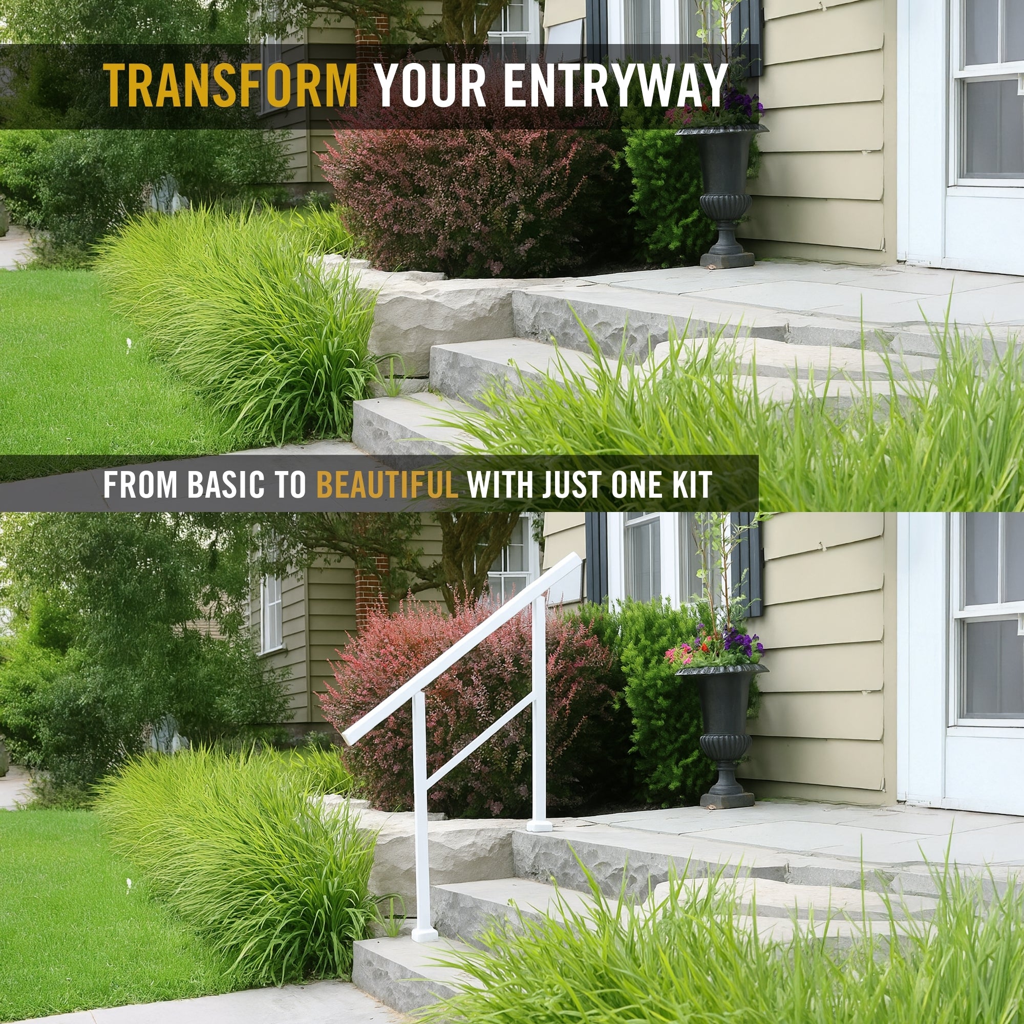 White Stoop Railing Kit for 2-Steps Nuvo Iron