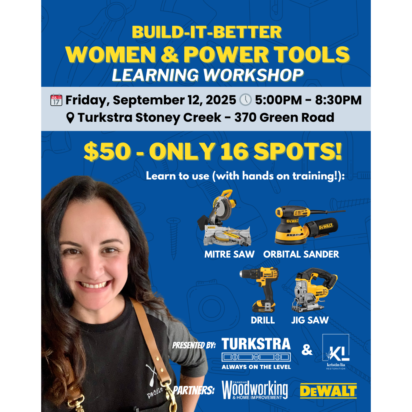 Women and Power Tools Learning Workshop at Fri, Sep 12, 2025 05:00 PM EDT