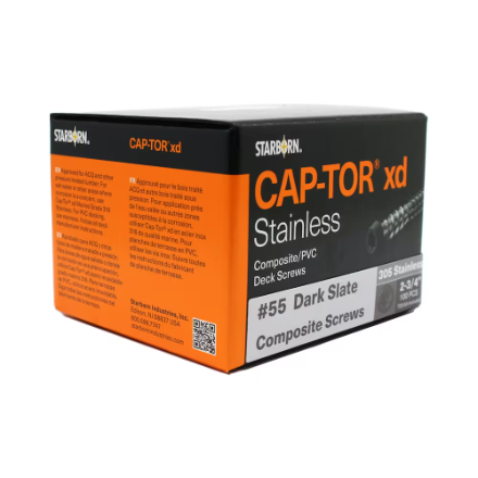 2-3/4" Starborn CAP-TOR #10 Stainless Steel Screws, Dark Slate #55 (100 Pieces)