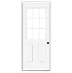 32" Steel Utility Door, 9 Lite Left Hand