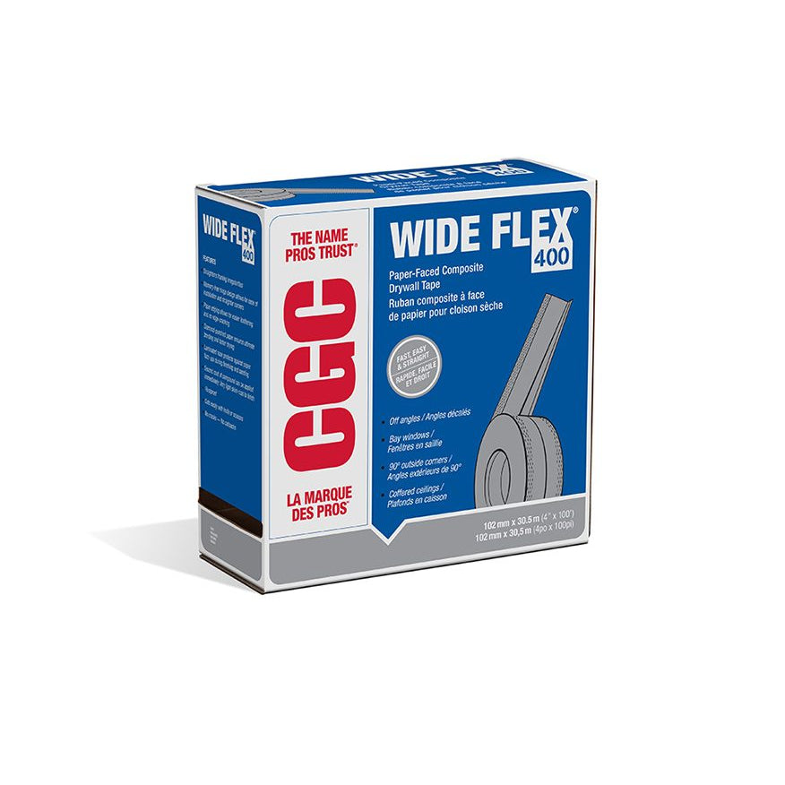 CGC Strait-Flex Wide Flex 400 Paper-Faced Composite Drywall Tape, Flex Tape 4", 4 in x 100 Ft Roll, 1 Roll