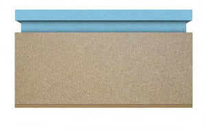 The Can-save ThermoShield R50 Attic Hatch features a thick beige particle board base under a thinner blue polystyrene insulation layer, delivering high R-50 thermal performance—perfect for attic hatches.