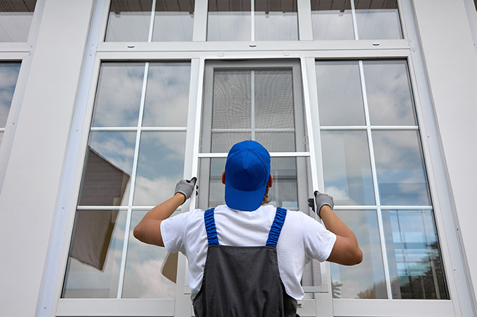 A man installing windows