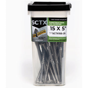 15 x 5" 316 Stainless T-30 Lag Screw (25/Bucket)