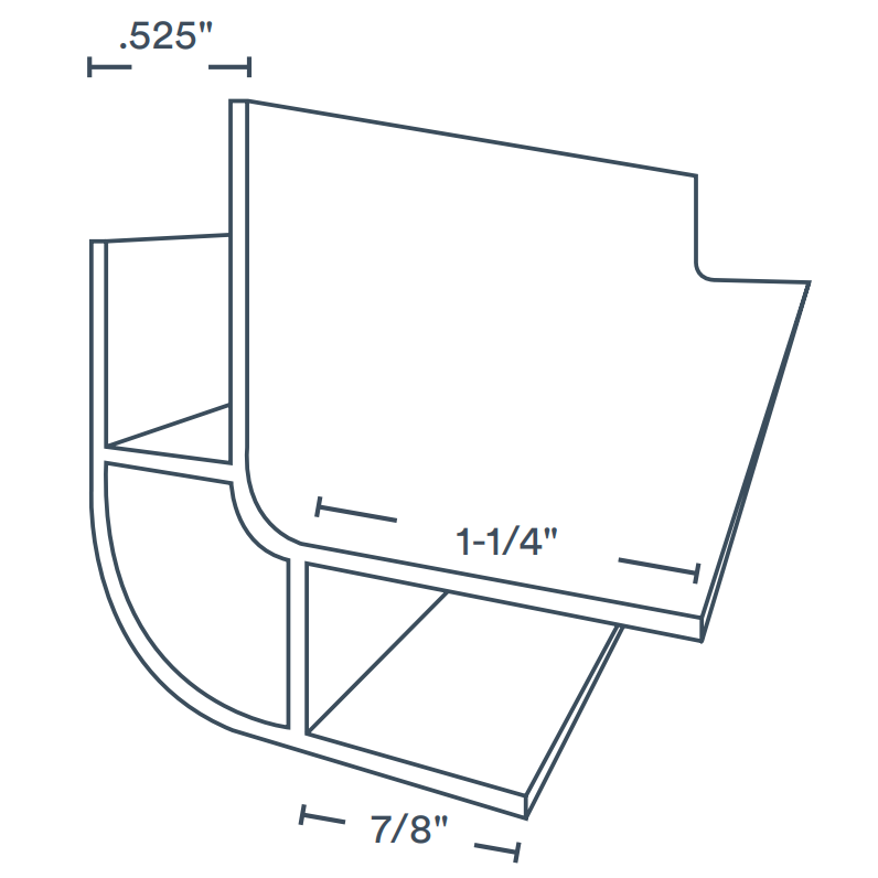 1-1/4"x1-1/4"x10' Trusscore PVC Outside Corner Rounded Trim, White