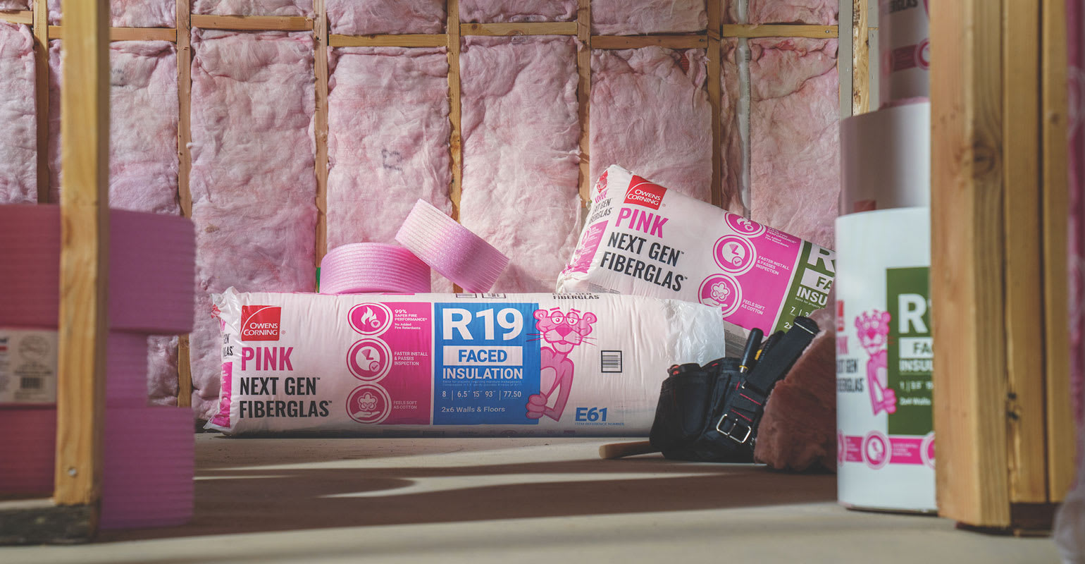 Pink next-gen fiberglass insulation
