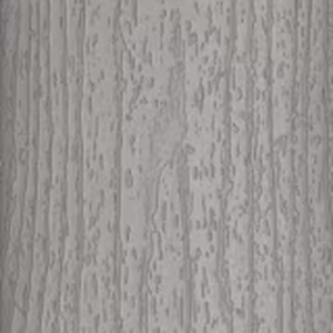 Close-up of a gray 1" x 6" x 20' Trex Enhance Basics Grooved deck board in Pebble Beach by Trex, featuring textured vertical grain lines and subtle color variations that mimic weathered wood.