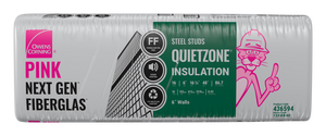 QuietZone PINK NEXT GEN FIBERGLAS Acoustic Insulation 16.25-inch x 48-inch x 6-inch (86.7 sq.ft.)