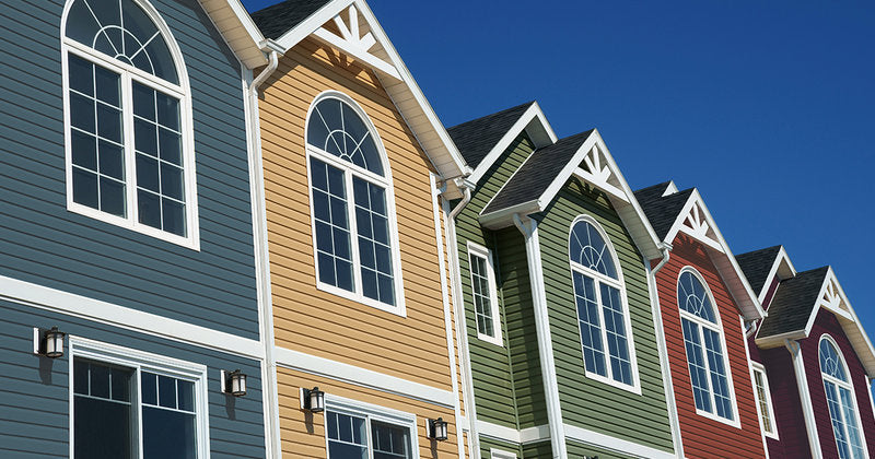 Mitten Sentry vinyl siding featured in blue, yellow, green, red, and purple.