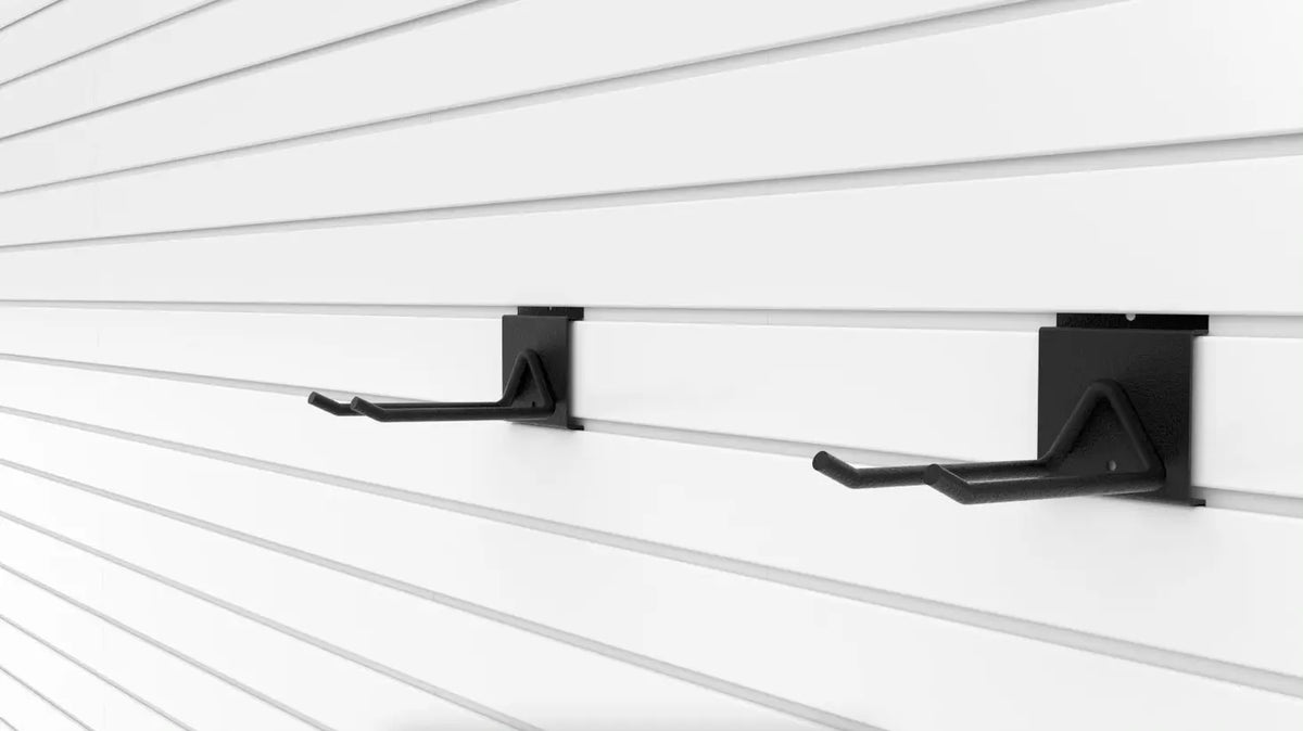 4" Black SlatWall Double Hook Trusscore Garage Storage
