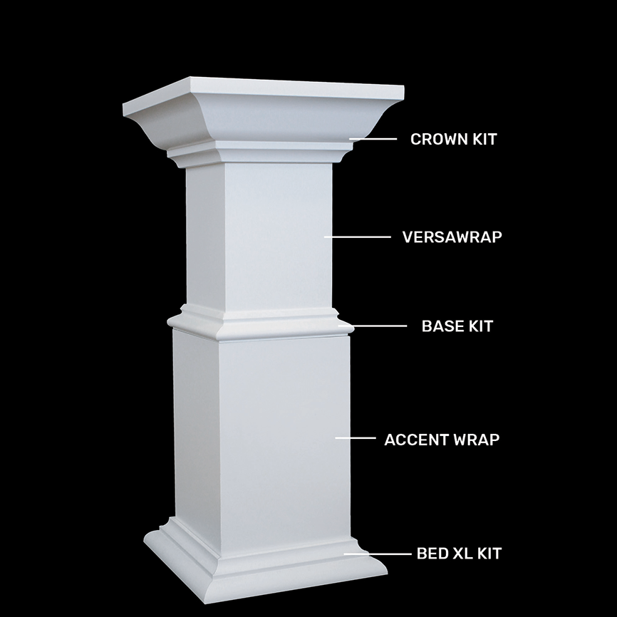 Versatex VersaWrap column wrap 6” X 6” X 8'6" White PVC